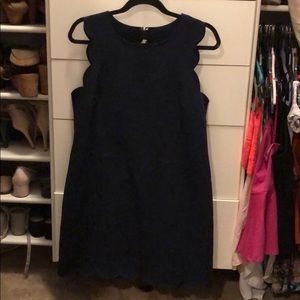 Navy scalloped business casual dress from J crew